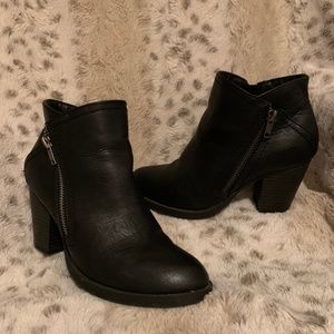 Women’s black faux leather ankle boots